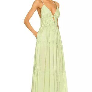 JONATHAN SIMKHAI~APRIL TIERED POPLIN MAXI DRESS~PEAR~L~NWT